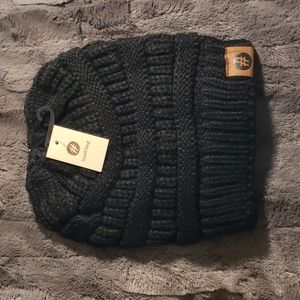 Winter Hat  Solid Knitted Hashtag Beanie Hat Black